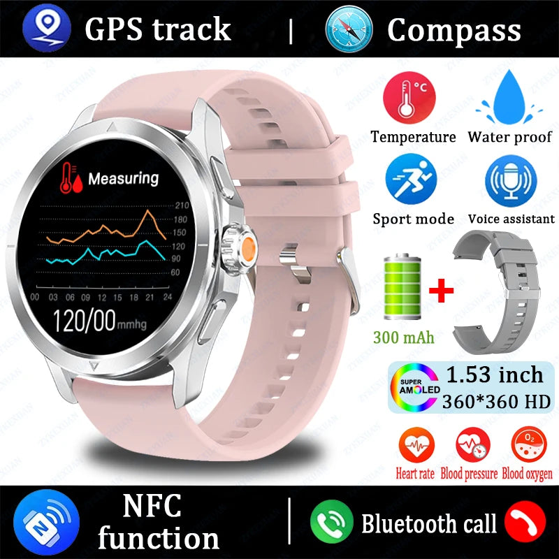 S4 Ultra Outdoor Sports Smart Watch  AMOLED Screen NFC GPS Compass Heart rate Waterproof Bluetooth Call SmartWatch