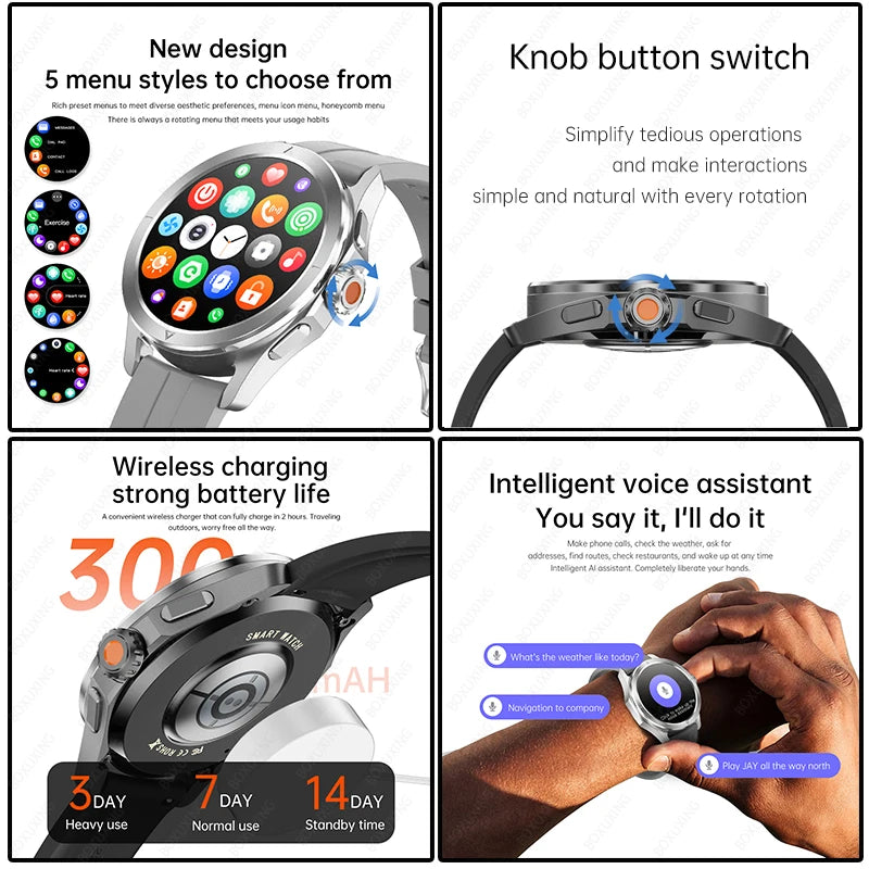 S4 Ultra Outdoor Sports Smart Watch  AMOLED Screen NFC GPS Compass Heart rate Waterproof Bluetooth Call SmartWatch