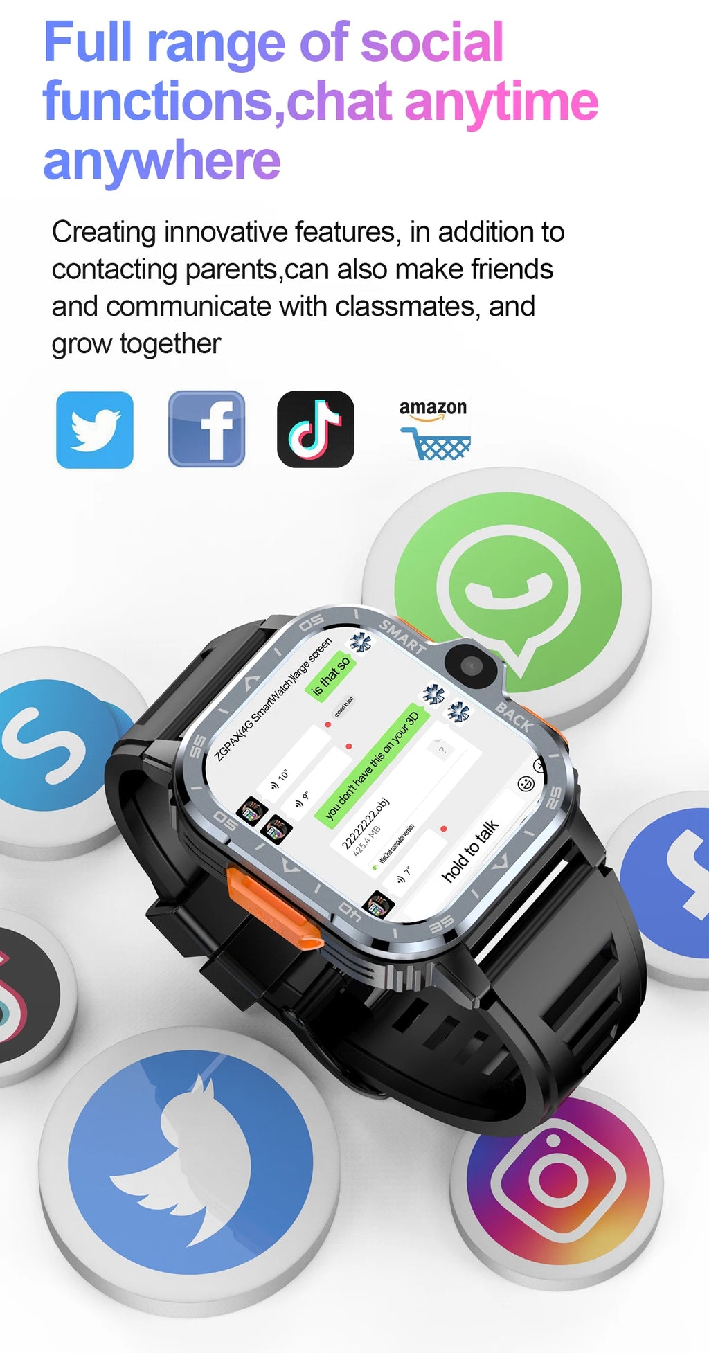 Android Smart Watch  GPS 16G/64G ROM Storage HD Dual Camera NFC 2G 4G SIM Card WIFI Wireless Fast Internet Access